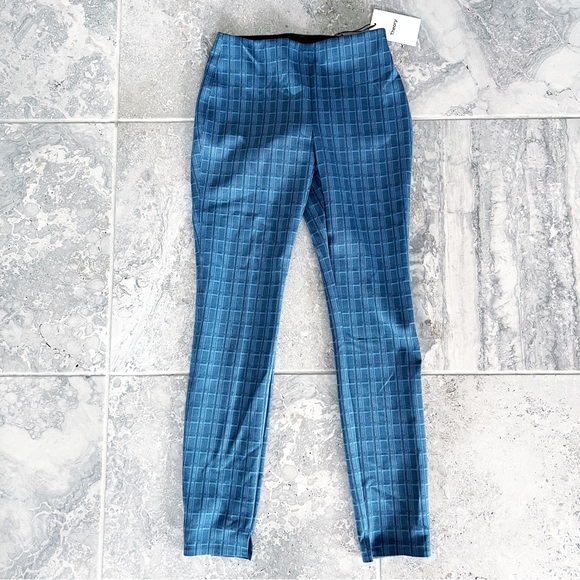 Theory Pull-On Pants Grid Scuba Leggings, Blue Multi Size P, New w/Tag $295 - Picture 2 of 8